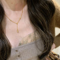 Same style water drop small waist ice cream necklace for women, medieval accessible luxury qianjin classy clavicle chain fall and wintersweater chain