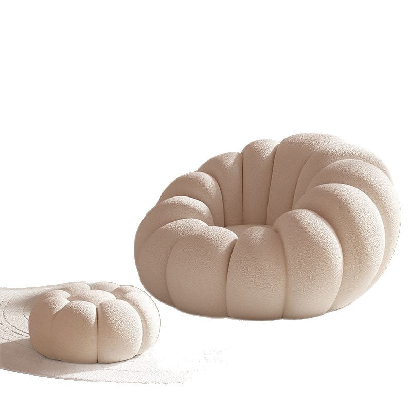 Vacuum compressed pumpkin lazy sofa - reclining & sleepable single sofa - cream style for bedroom, living room, or balcony
