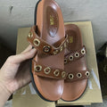 Za2025 new black women's french-style clog sandals with copper buckle detail, chunky sole, open toe, single strap, low heel, and hole design