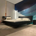 Italian normcore big black cow genuine leather bed classy house master bedroom designer 1.8m double bed soft headboard