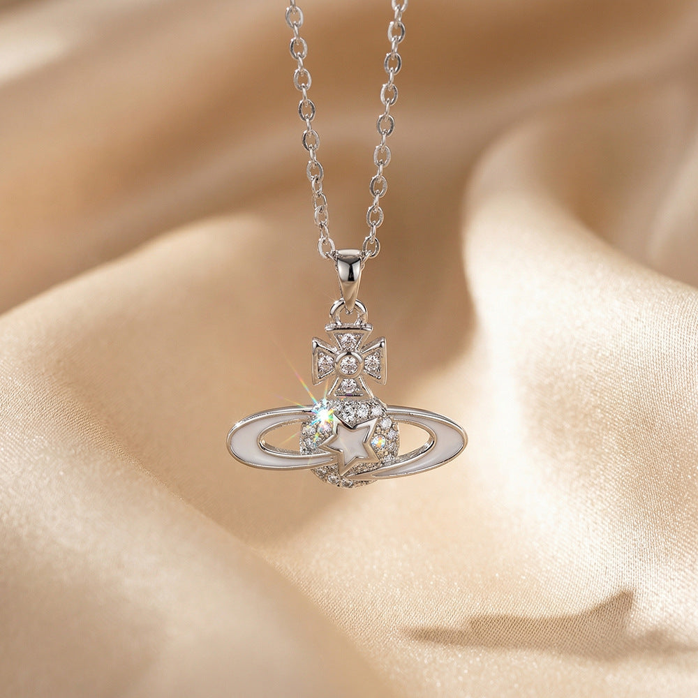 Popular hot-selling zirconium-inlaid classy necklace, accessible luxury, niche women's versatile elegant, simple, non-fading clavicle chain jewelry
