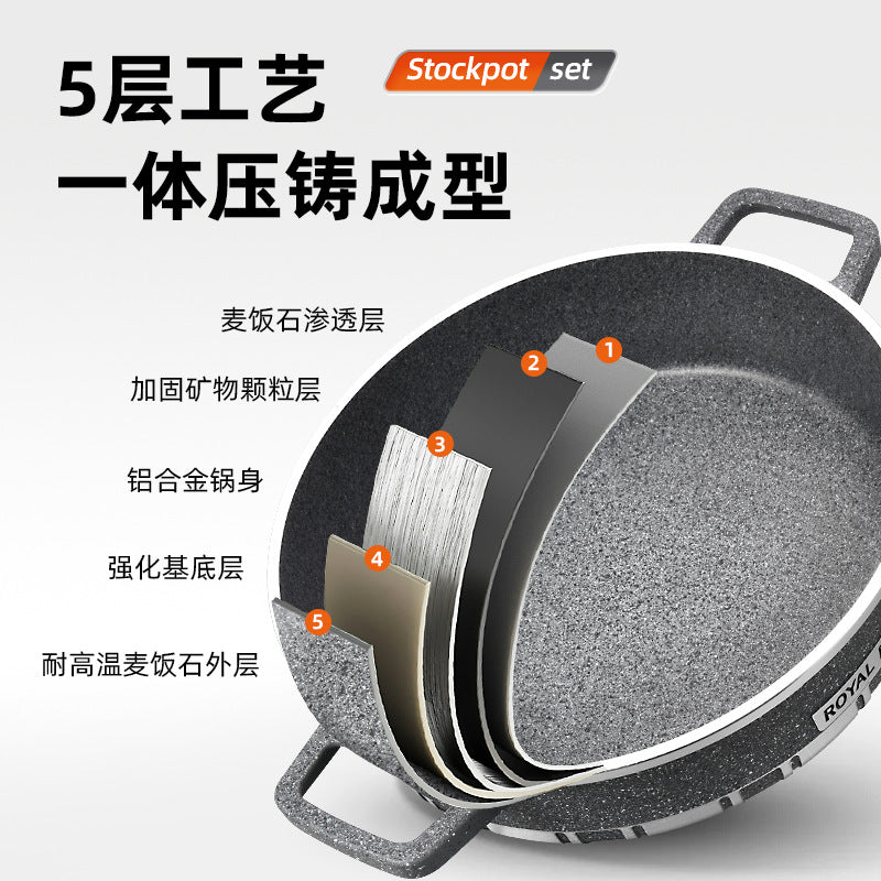 Lanya factory export die-cast stockpot combo set - non-stick cookware, 10-piece aluminum pot set for home cooking