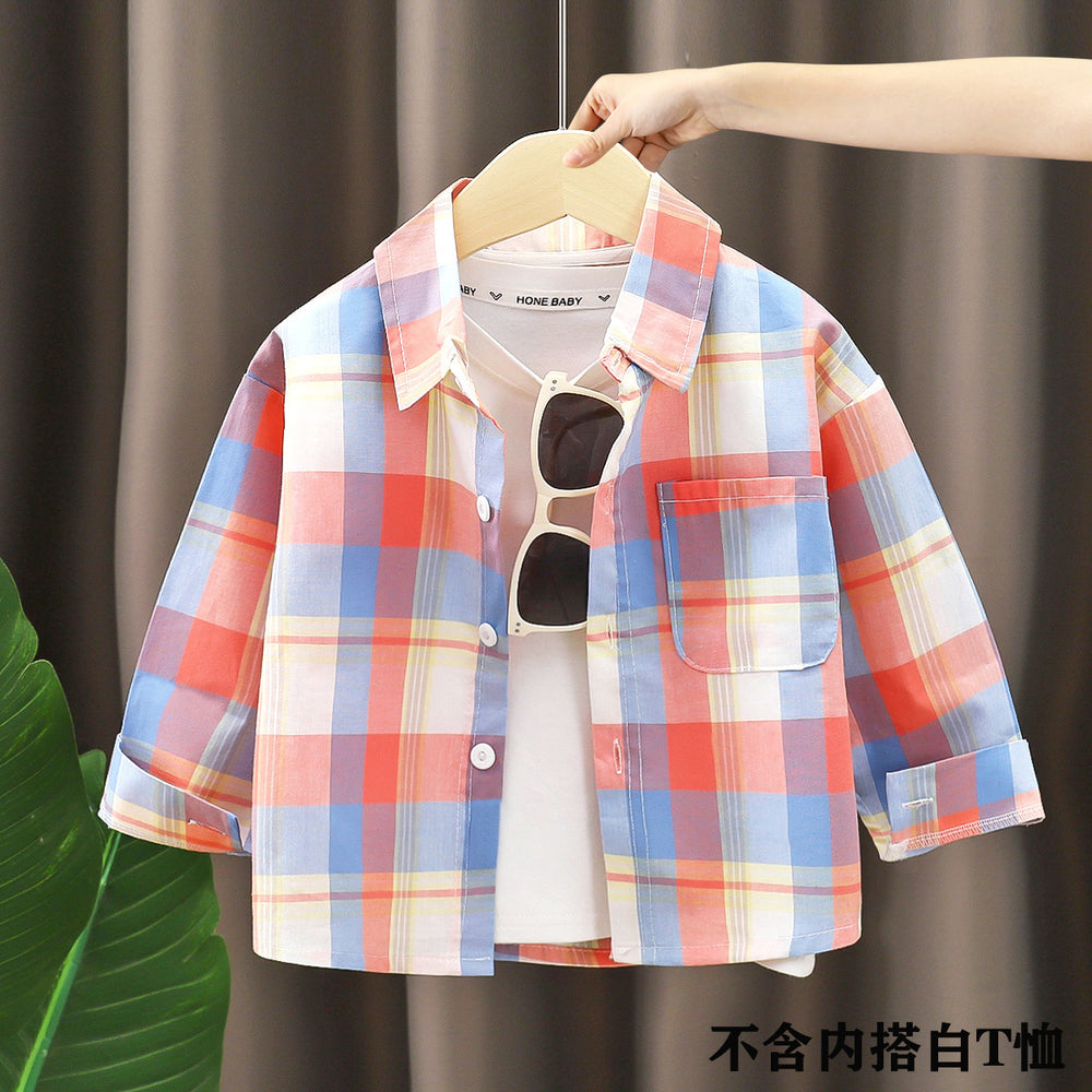 Kids' shirts: new  styles for boys - stylish cotton plaid shirts for spring and autumn. fashionable turn-down collar cardigans for toddlers and young children