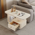 Minimalist modern light luxury coffee table rectangular rock slab mobile cart home living room small apartment new high-end tea table