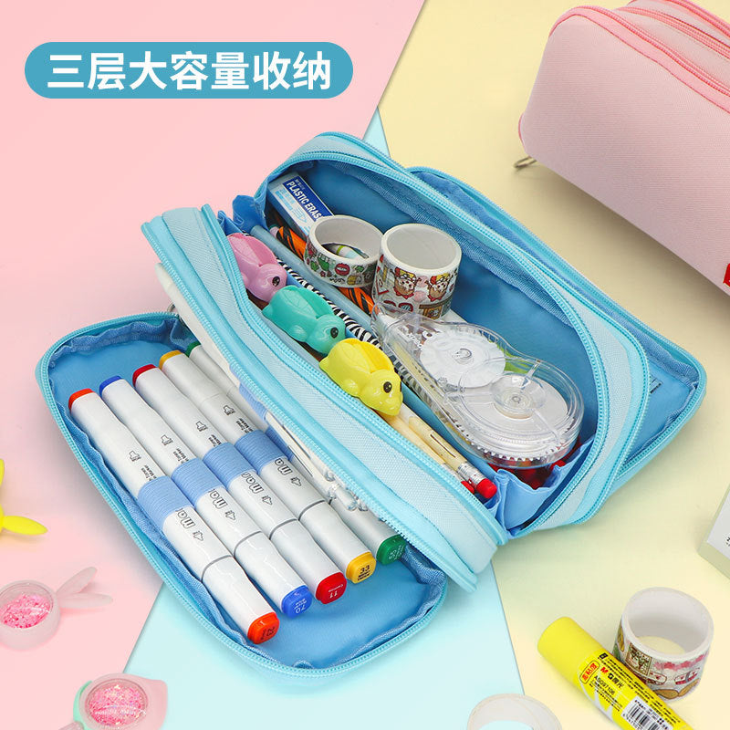 Simple pencil case Large capacity Japanese and Korean version High school students Junior high school students Multifunctional stationery bag  pencil bag