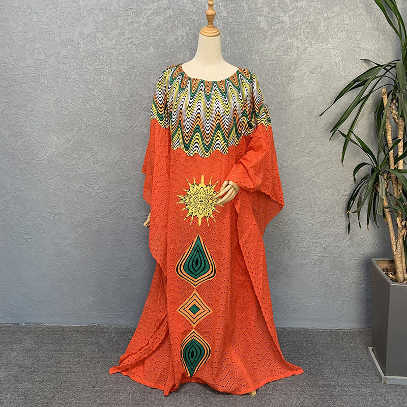 supply of african pure cotton cut outembroidered high-end plus sizefashion women's dress big sale
