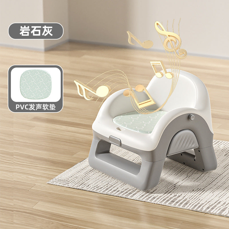 Baby multifunctional high chair - squeaky toy, home use plastic backrest seat, kids dining table stool - sturdy and stable