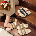 Winter warm lamb wool thick sole furry slippers women's outwear 2024autumnew arrival one strap fleece-lined cotton slippers