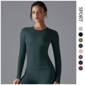 New double-sided brushed nylon long-sleeve yoga top - barely-there feel, casual pilates, running, and workout long-sleeve fitness top