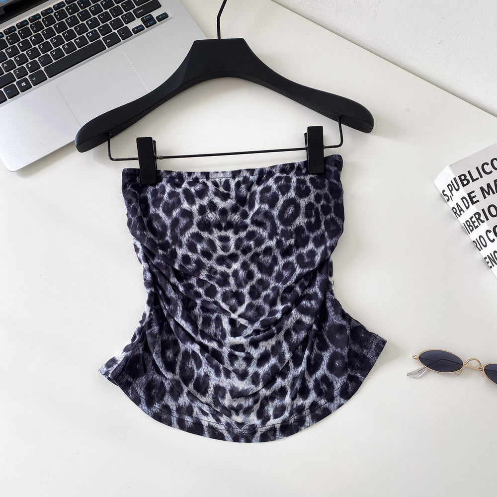 Wild leopard print star printing camisole women's summer silmslimming look waist work clothingeleganttops