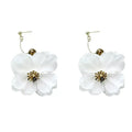 Vacation style white flower earrings for women niche stylesense of designstylish exaggerated earrings for big round face modification earrings trendy