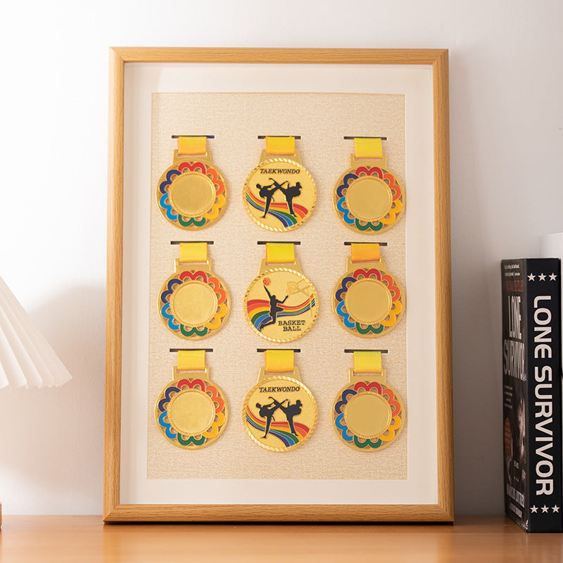 Wooden photo frame table medal storage display photo frame marathon gold medal hollow picture frame 10 inch keep medal