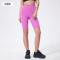 Spring/summer seamless t-line tight 5-inch nude yoga shorts - peach lift, high-waisted workout shorts with pockets - women's dk184