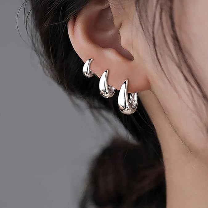 Silver arc stud earrings - unique korean style, high-end, trendy, minimalist metal earrings for women