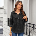 European and american cross-border e-commerce  new arrival washed vintage loose casual early autumn new slit denim shirt for women