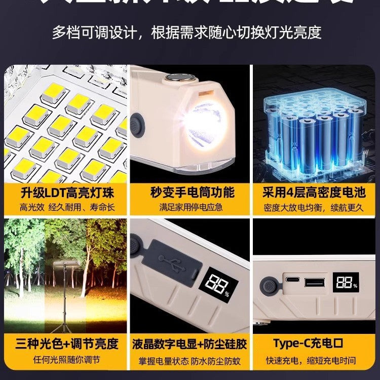 Rechargeable emergency light - outdoor camping magnetic led lamp - extra long battery life - ideal for stalls, street vendors, and night markets