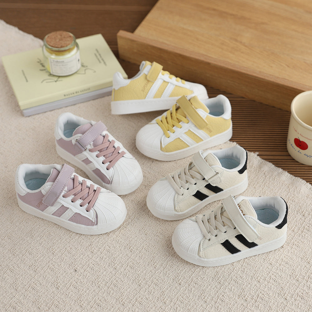 Boys' fashion sneakers - new spring/autumn collection - versatile shell toe white shoes for kids - breathable running shoes for girls
