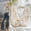 Flatsfrench ring surface sandals toe slippers fairy shoes outweareasiest for matchnew arrival summer vacation beach sandals