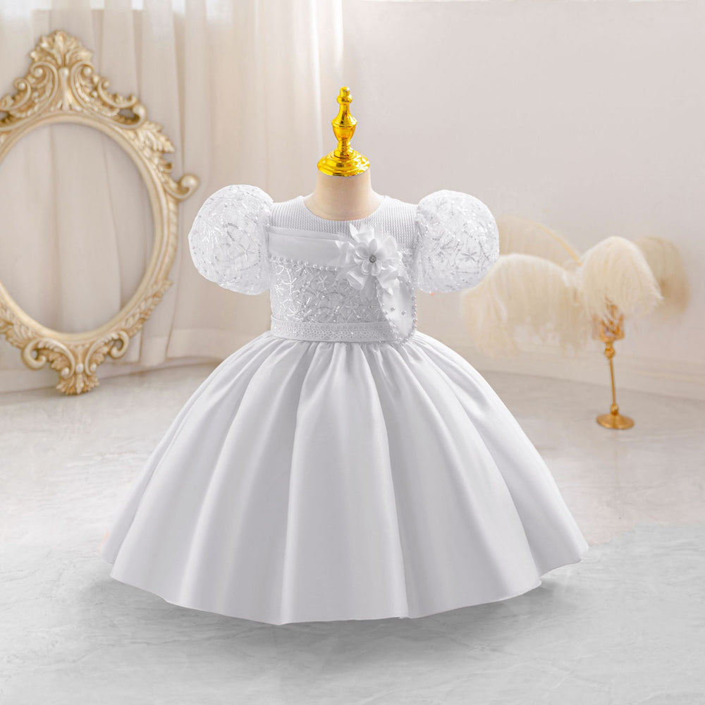 Kids' puff sleeve princess dress - perfect for performances, baby's first birthday, and everyday wear