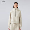 Half-zip high stand collar pullovertops women's fall and winternew arrivaloutwearheattech fleece thickened sports sweatshirtdaw150