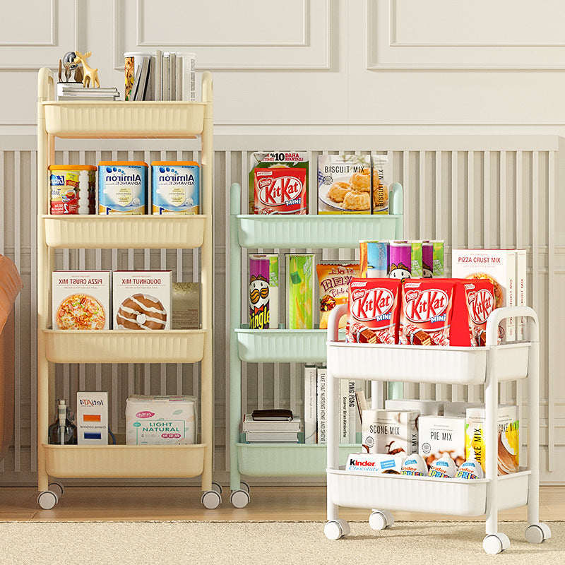 Multi-tier rolling cart organizer - portable storage rack for snacks, kitchen, bathroom, and more
