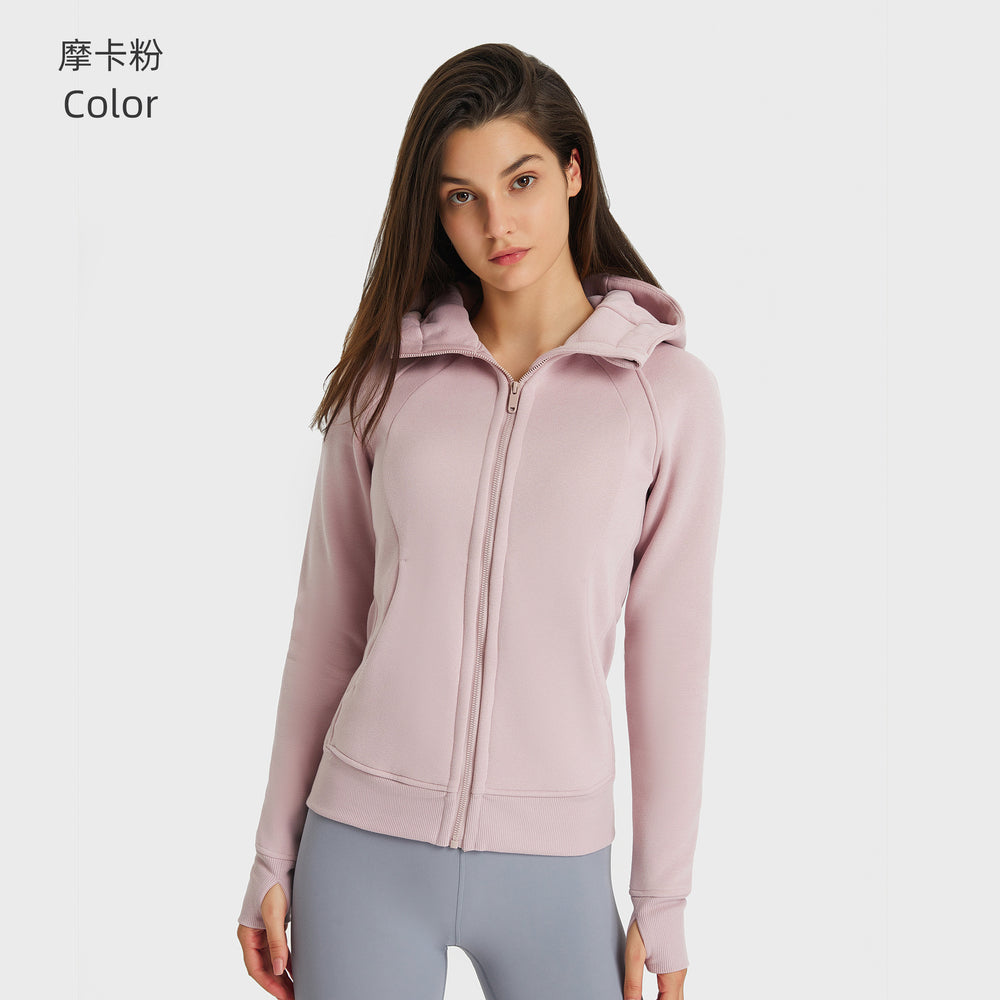 Sca new thickened warm hooded jacket women's outdoor fitness sweatshirt yoga jacket sports top dj028