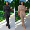 C7568 cross-border   fashion women's distressed one-shoulder pleated flared casual pants set