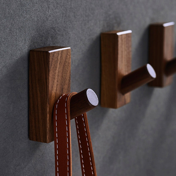 Walnut hook creative entrance wall hanging Nordic coat hook high-end non-punching door hanging coat hook solid wood