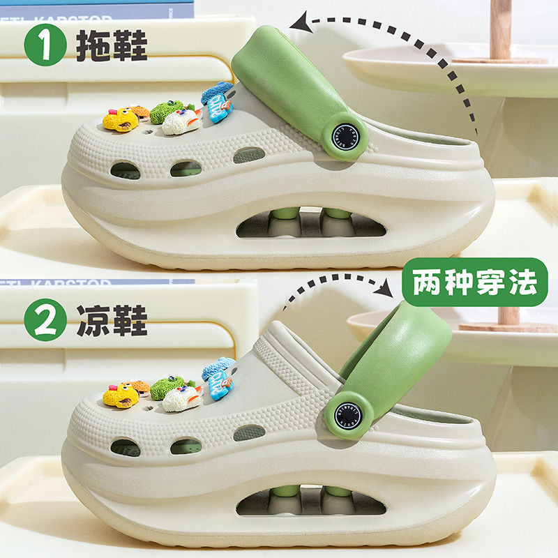 2025 new women's wedge platform clogs - summer outdoor wear, thick sole, two-wear style, chunky heel, non-slip beach sandals & slippers