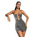 C7167 cross-border   fashion women's sexy slim-fit mini dress with rhinestone embellishments and spaghetti straps