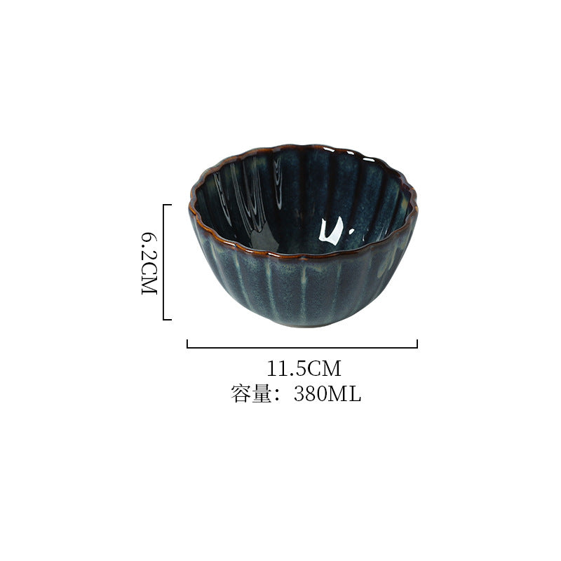 Japanese style ceramic bowls, plates, household high-looking rice bowls, soup bowls, dish sets, ins kiln turned into retro