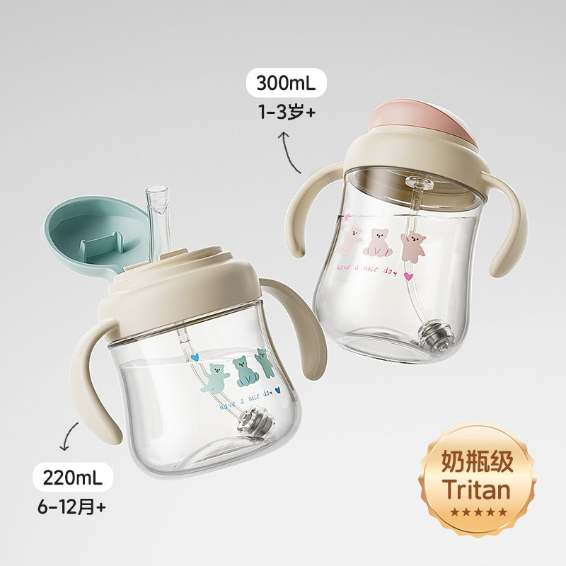 Babysaurus sippy cup - tritan straw cup for kids, infants, and babies - customizable for water, milk, and formula