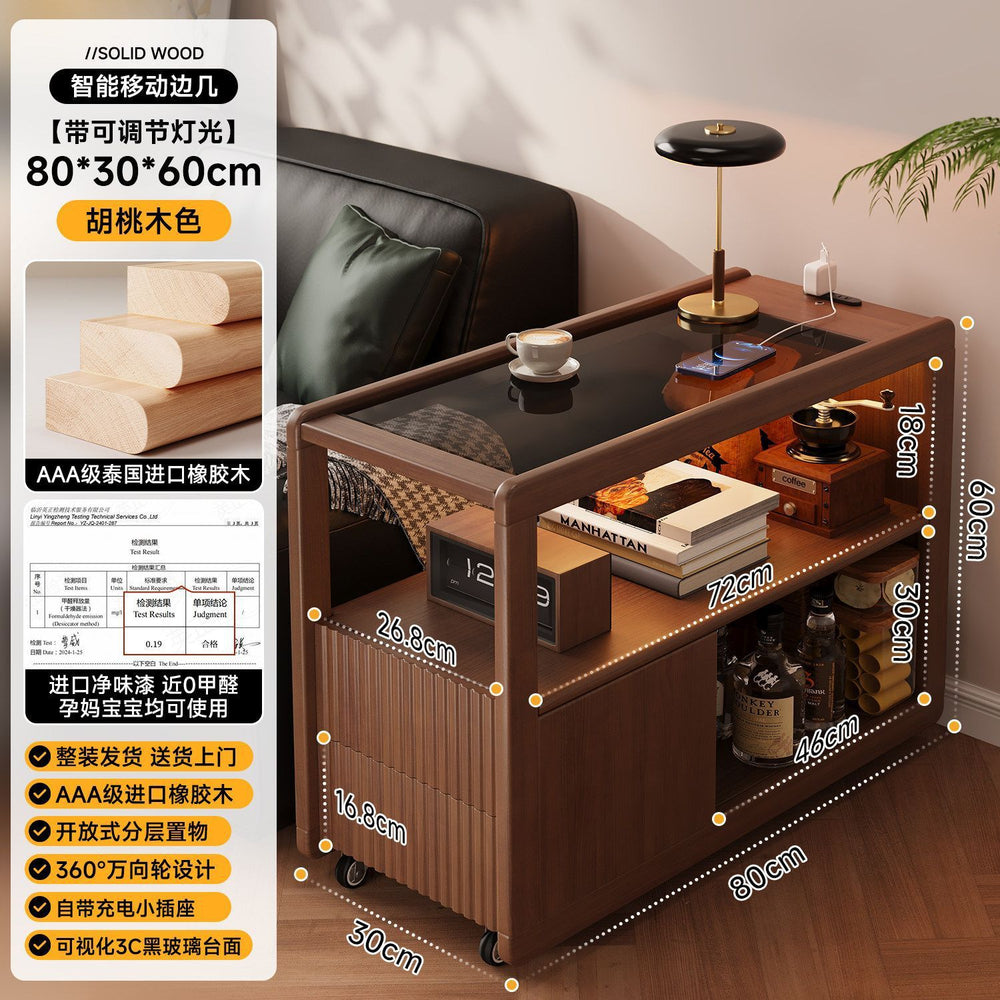 New arrival solid wood sofa side cabinet side cabinet tea cabinet living room for home coffee table side table trolley movable side table