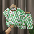 Short set - green plaid dog