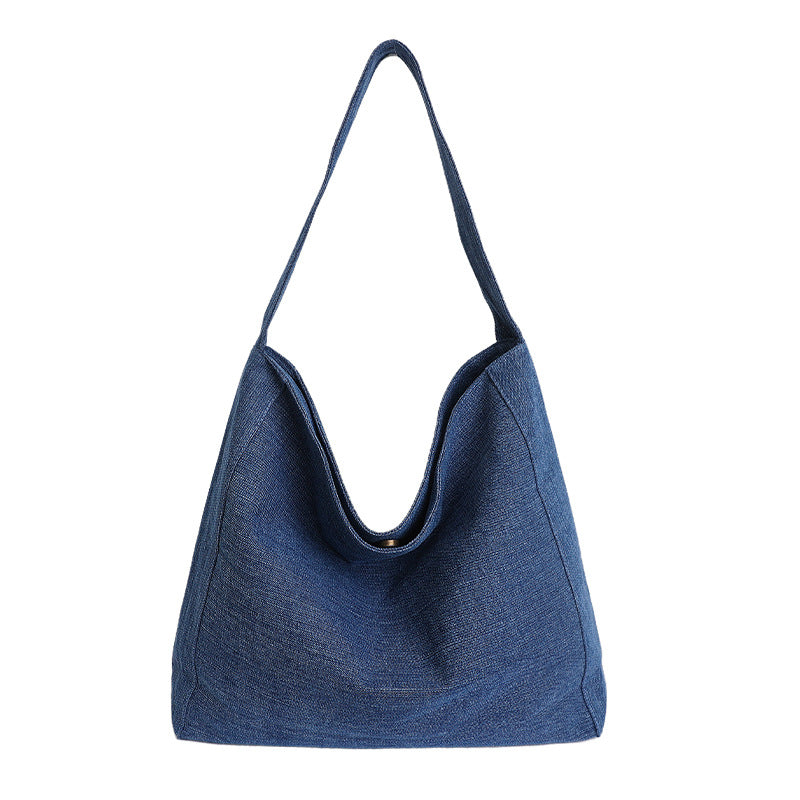 Korean style fashion handbag minimalist new shoulder bag versatile denim commuter women's bag underarm tote bag canvas bag