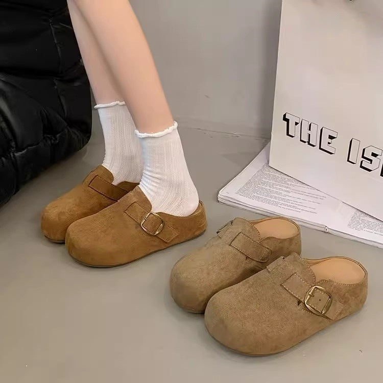 Casual style hidden heel toe cap slippers for women outwear2026springnew arrival one-leg belt buckle thick sole birkenstock shoes