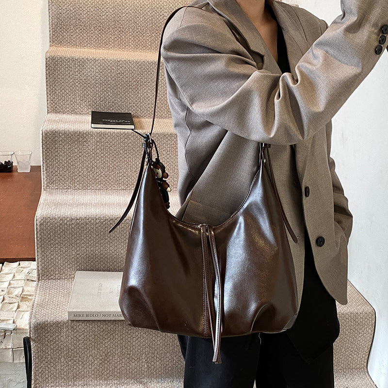 Foreign trade casual retro large-capacity bag women's 2025 new autumn and winter commuter shoulder messenger bag fashionable dumpling bag
