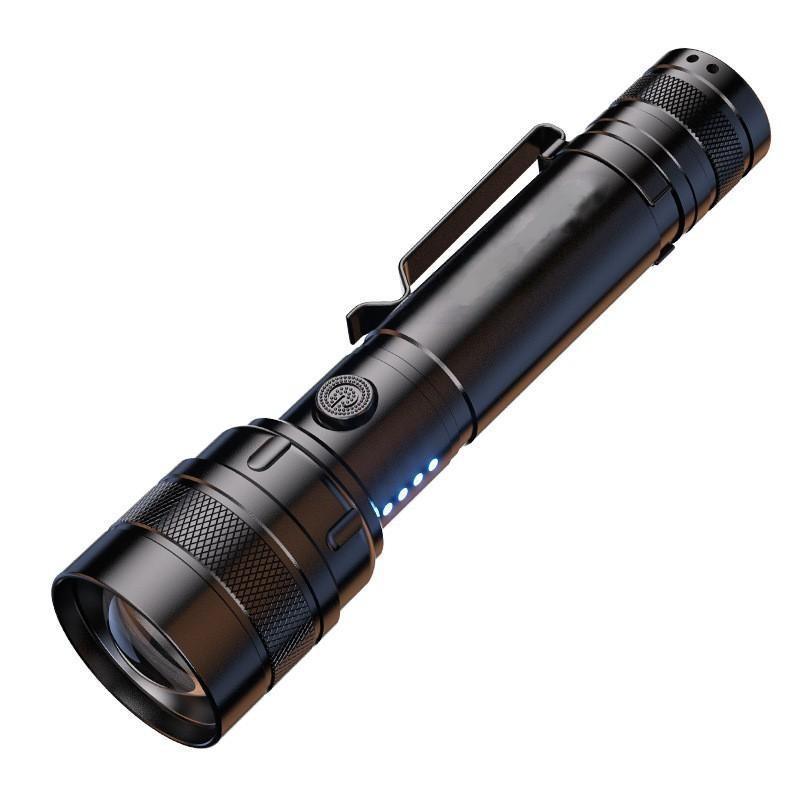 Small aluminum alloy pen holder flashlight convenient charging LED zoom household emergency light mini flashlight strong light hand