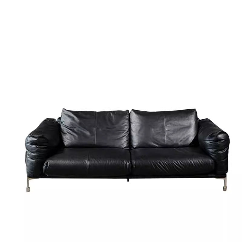 Bauhaus oil wax leather sofa medieval style small apartment living room for home straight row hammer small apartment solid wood sofa