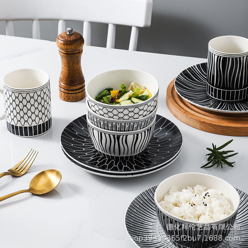 European style minimalist rice bowl, unique household bowl, ceramic creative trendy bowl, moroccan style 4.5inch dessert bowl