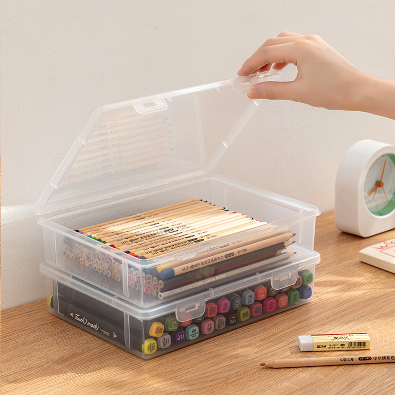 Japanese-style desktop storage box Transparent book ID marker Stationery storage box Office a5 file storage box
