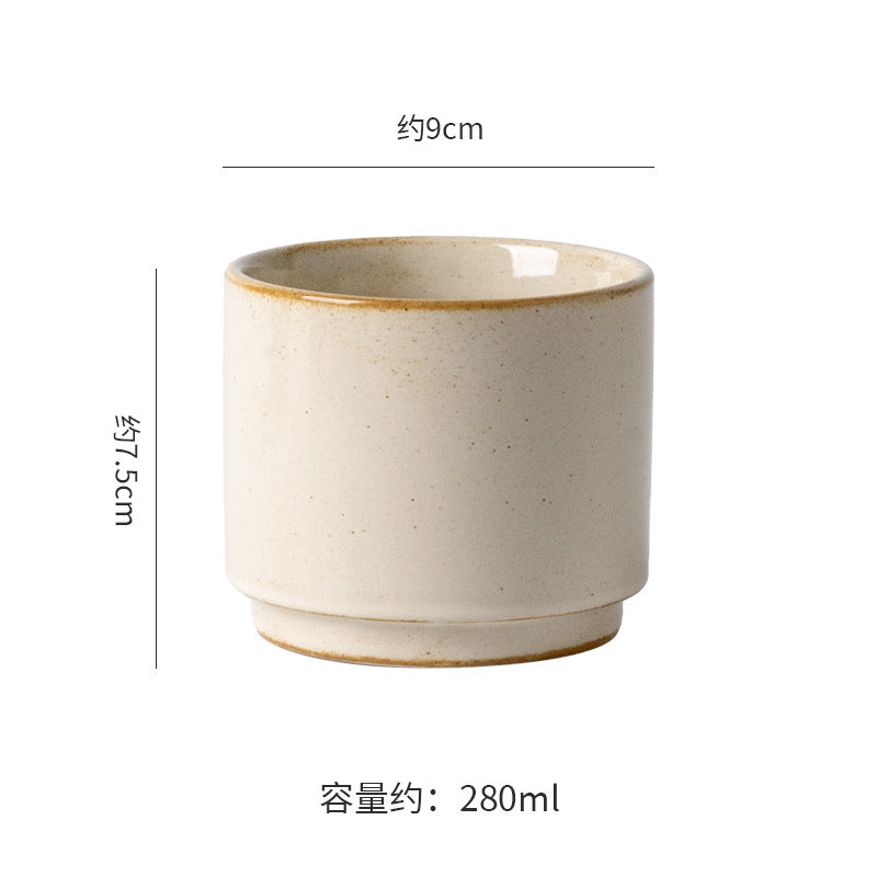 Japanese retro rustic pottery coffee cup afternoon tea latte high-end ceramic kiln-change cup latte art cup drawstring cup water cup