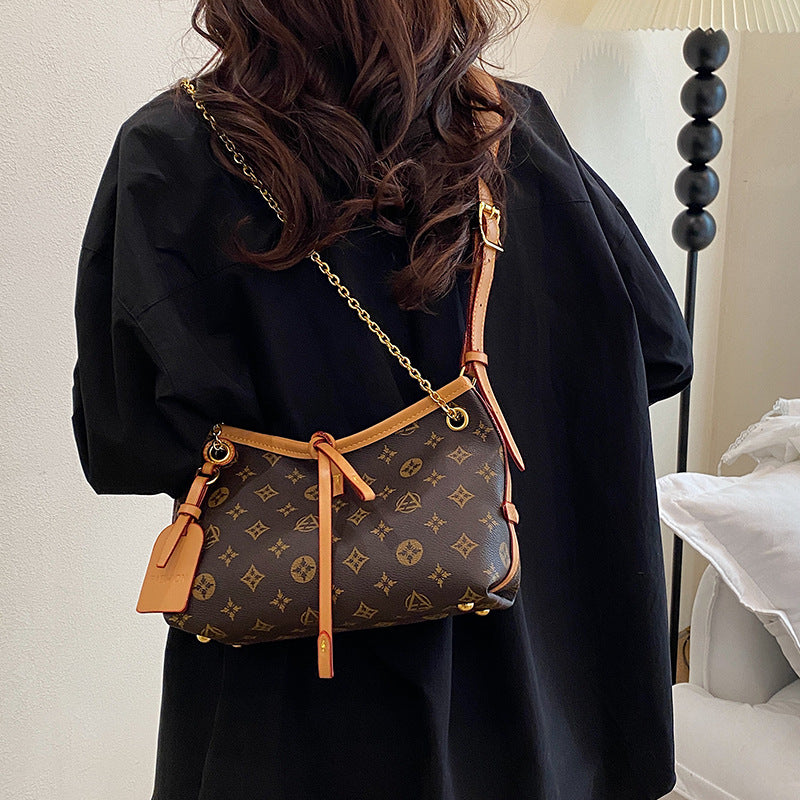 2025 new european and american style printed underarm bag - large capacity retro women's bag - casual versatile commuter shoulder & crossbody bag