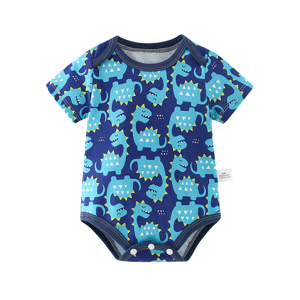Baby romper spring autum triangle crawling short-sleeved male and female baby cotton 0-1 year old jumpsuit girl butt wrap