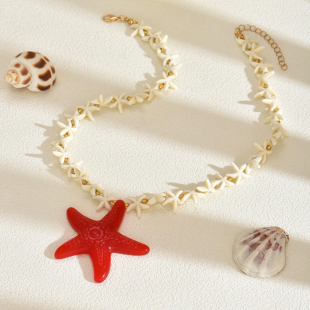 Bohemian beaded necklace wholesale european and american cross-border shell jewelry high-end exaggerated starfish pendant necklace for women