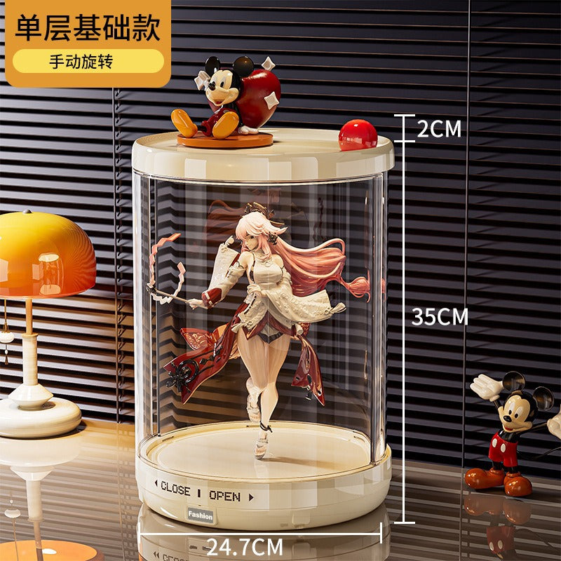 New Rab cloth rotatable display storage box dustproof transparent blind box plush doll storage bucket doll toy