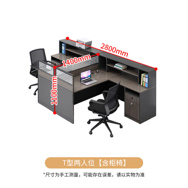 Saint li office desk and chair set - employee office workstation, desk with card seat, financial partition desk
