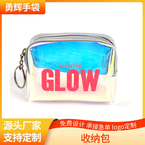 Laser cosmetic bag for women, portable and simple waterproof travel Symphony PVC cosmetics storage bag printing LOGO customization