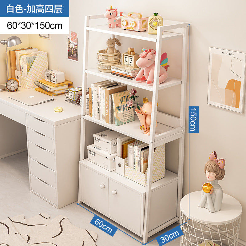 Bookshelf Floor-to-ceiling shelf Multi-layer against the wall Bedroom Home locker Wrought iron storage display Living room trapezoidal shelf