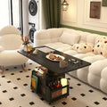 Solid wood modern adjustable height coffee table mobile cart folding dining table dual-purpose tea table multifunctional living room sofa side table